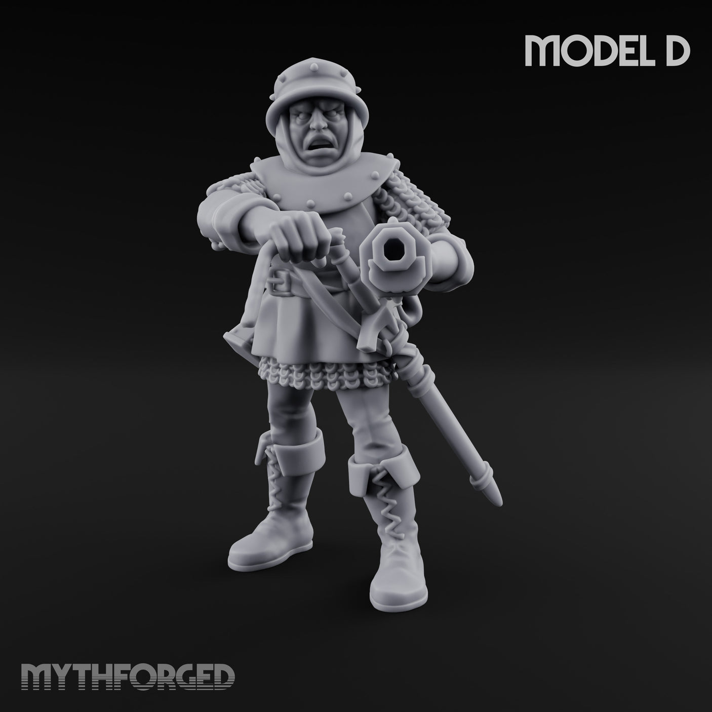 Handgun Clutching Human Handgunners Miniature for Dungeons and Dragons, Pathfinder or other TTRPGs