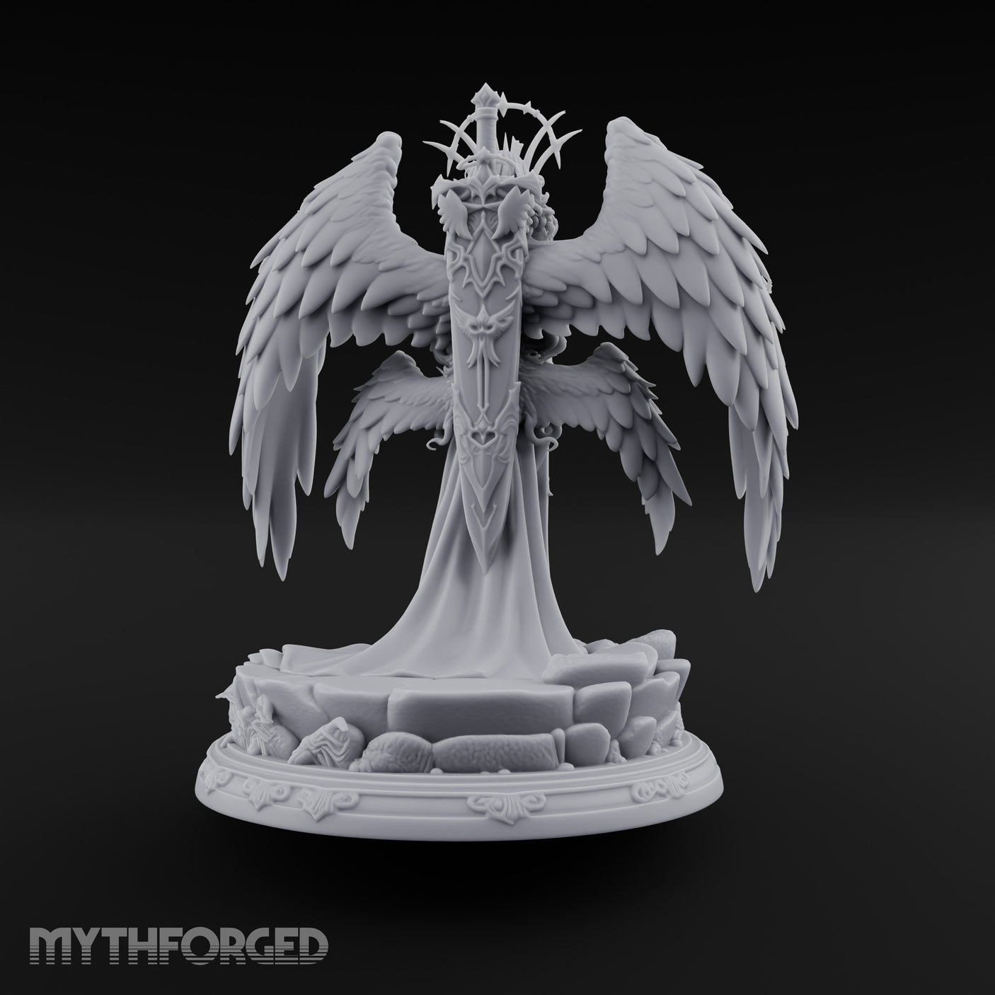 Hands Clasped Angel Priestess Miniature for Dungeons and Dragons, Pathfinder or other TTRPGs