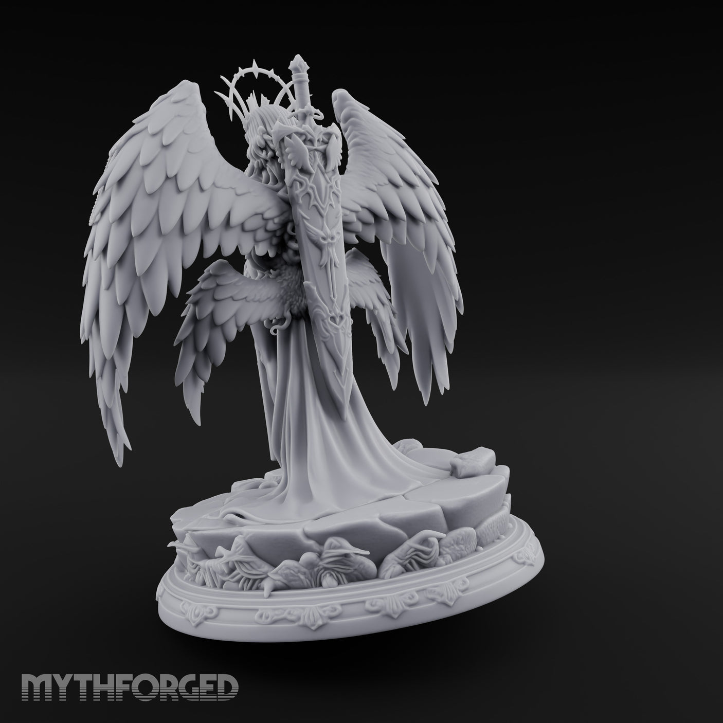Hands Clasped Angel Priestess Miniature for Dungeons and Dragons, Pathfinder or other TTRPGs