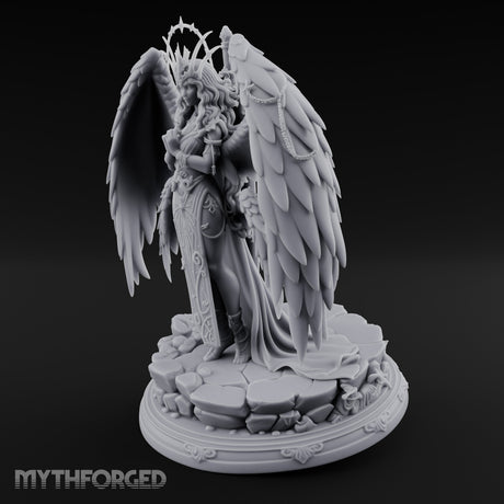 Hands Clasped Angel Priestess Miniature for Dungeons and Dragons, Pathfinder or other TTRPGs