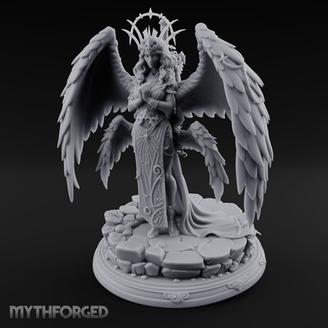 Hands Clasped Angel Priestess Miniature for Dungeons and Dragons, Pathfinder or other TTRPGs