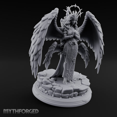 Hands Clasped Angel Priestess Miniature for Dungeons and Dragons, Pathfinder or other TTRPGs