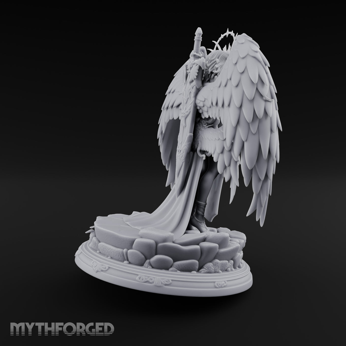 Hands Clasped Angel Priestess Miniature for Dungeons and Dragons, Pathfinder or other TTRPGs