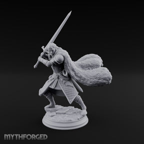 Cape Billowing Human Swordsman Miniature for Dungeons and Dragons, Pathfinder or other TTRPGs