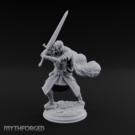 Cape Billowing Human Swordsman Miniature for Dungeons and Dragons, Pathfinder or other TTRPGs