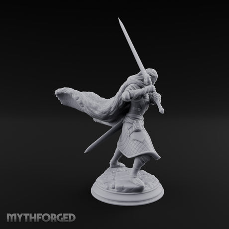 Cape Billowing Human Swordsman Miniature for Dungeons and Dragons, Pathfinder or other TTRPGs