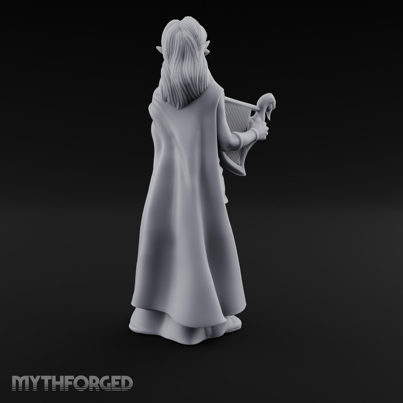 Harp Plucking Elf Bard Miniature for Dungeons and Dragons, Pathfinder or other TTRPGs