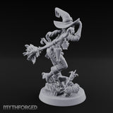 Hat Tipping Broom Riding Human Witch Miniature for Dungeons and Dragons, Pathfinder or other TTRPGs