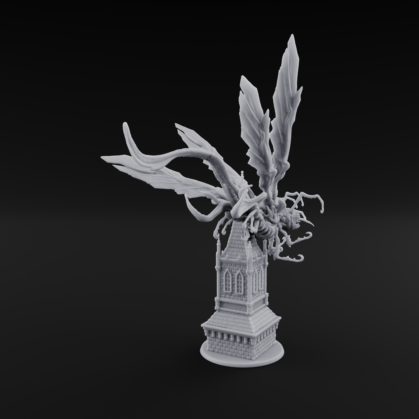 Bursting From The Spire Hunting Horror Miniature for Dungeons and Dragons, Pathfinder or other TTRPGs