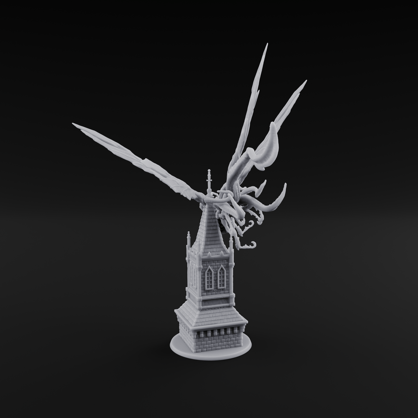 Bursting From The Spire Hunting Horror Miniature for Dungeons and Dragons, Pathfinder or other TTRPGs