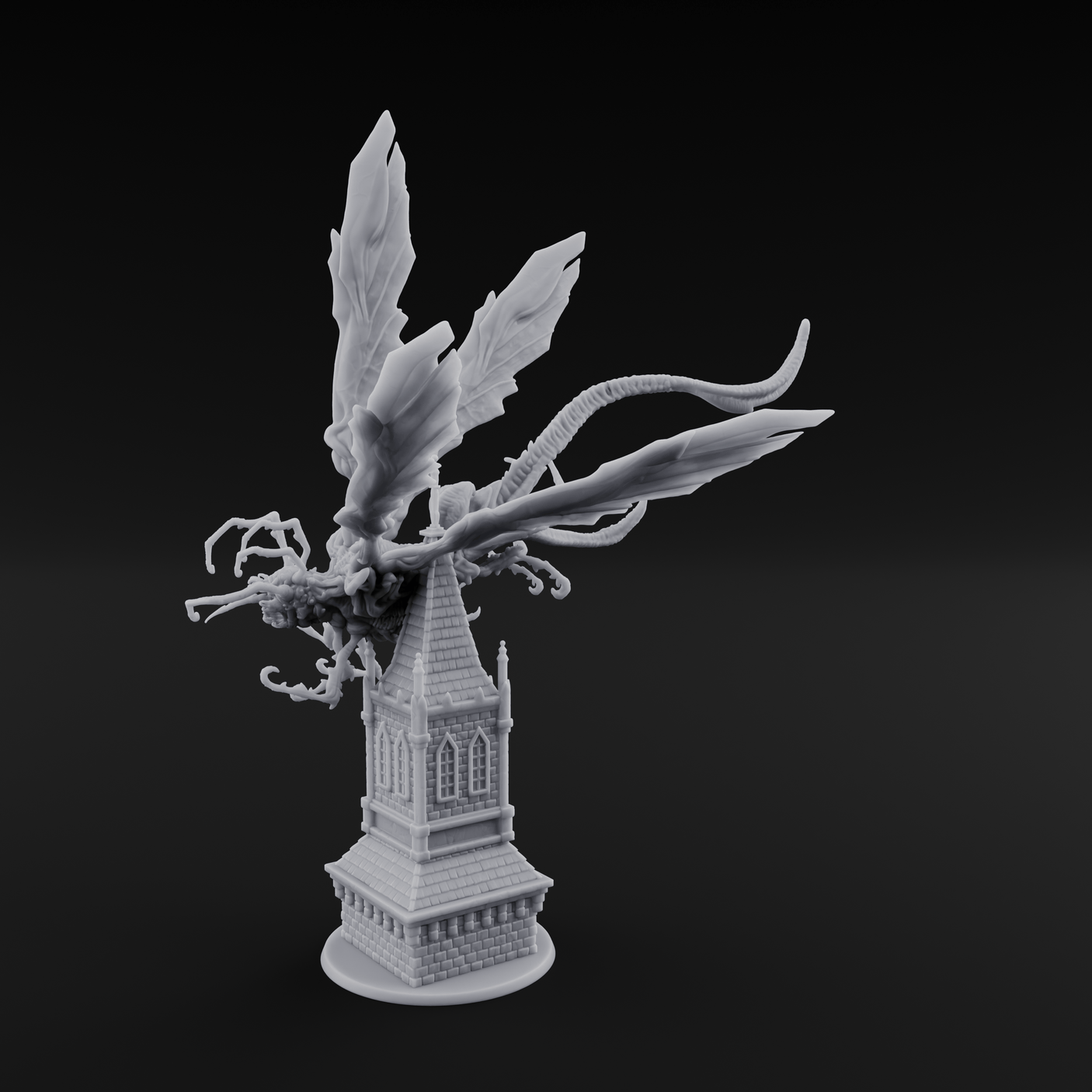 Bursting From The Spire Hunting Horror Miniature for Dungeons and Dragons, Pathfinder or other TTRPGs