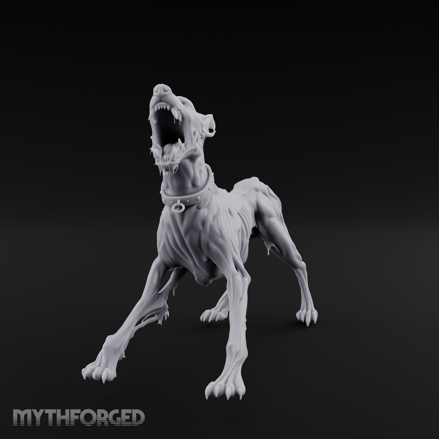 Head Back Howling Zombie Dog Miniature for Dungeons and Dragons, Pathfinder or other TTRPGs