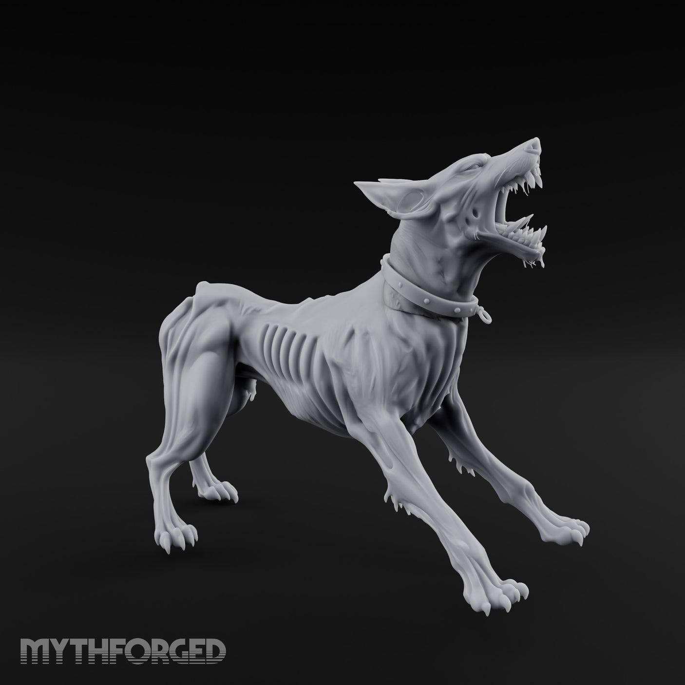 Head Back Howling Zombie Dog Miniature for Dungeons and Dragons, Pathfinder or other TTRPGs
