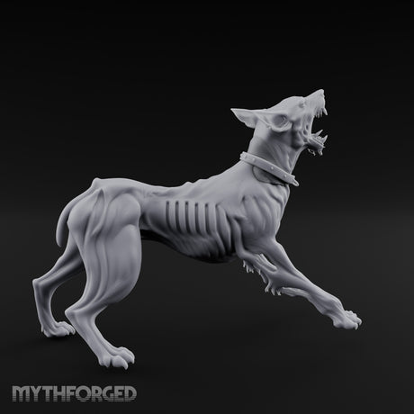 Head Back Howling Zombie Dog Miniature for Dungeons and Dragons, Pathfinder or other TTRPGs