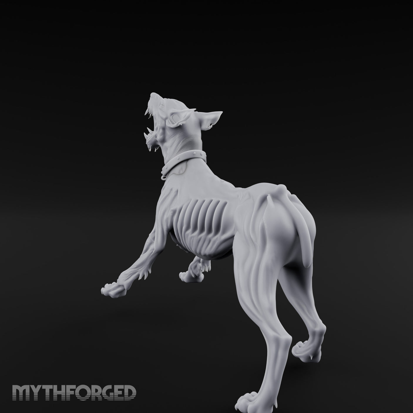 Head Back Howling Zombie Dog Miniature for Dungeons and Dragons, Pathfinder or other TTRPGs