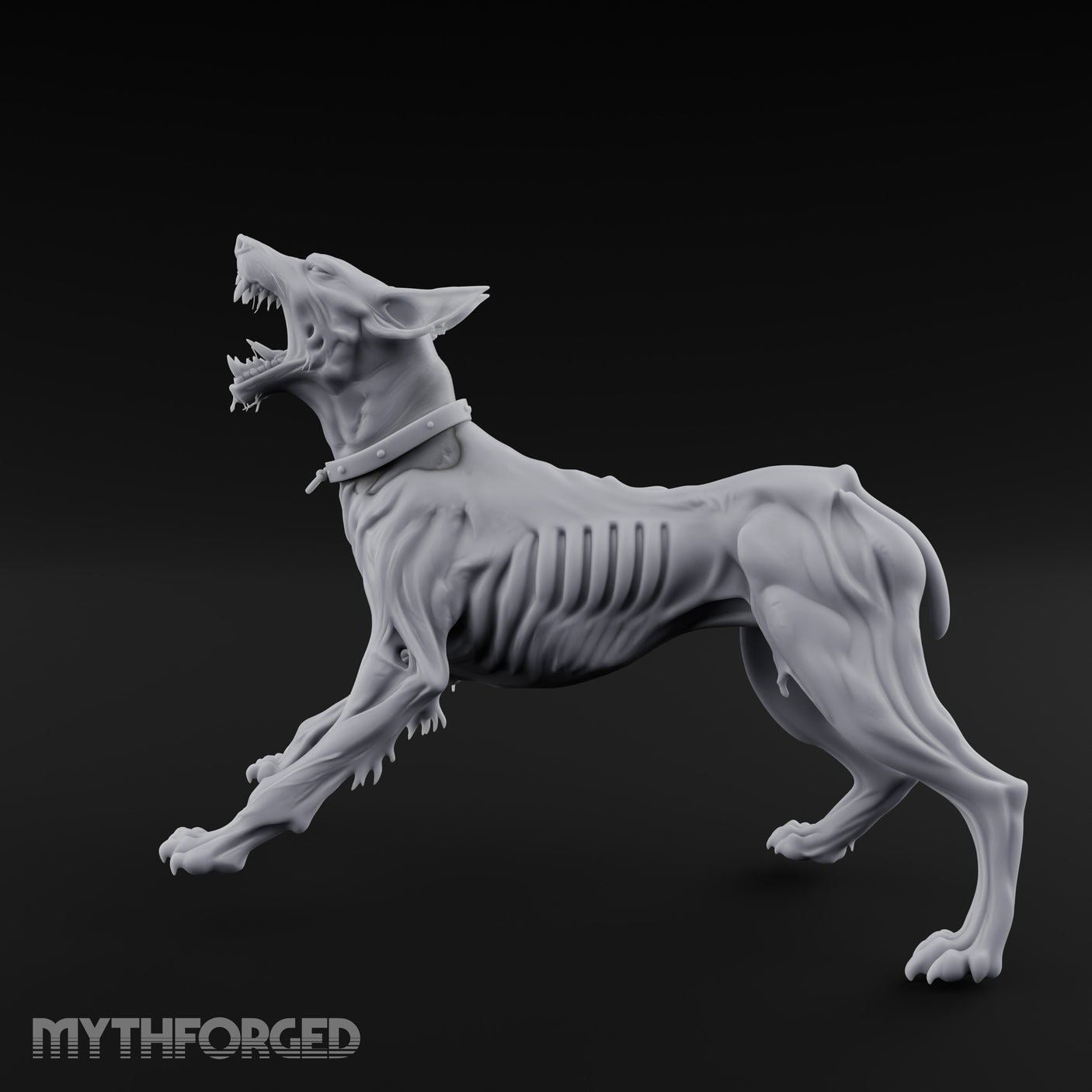 Head Back Howling Zombie Dog Miniature for Dungeons and Dragons, Pathfinder or other TTRPGs