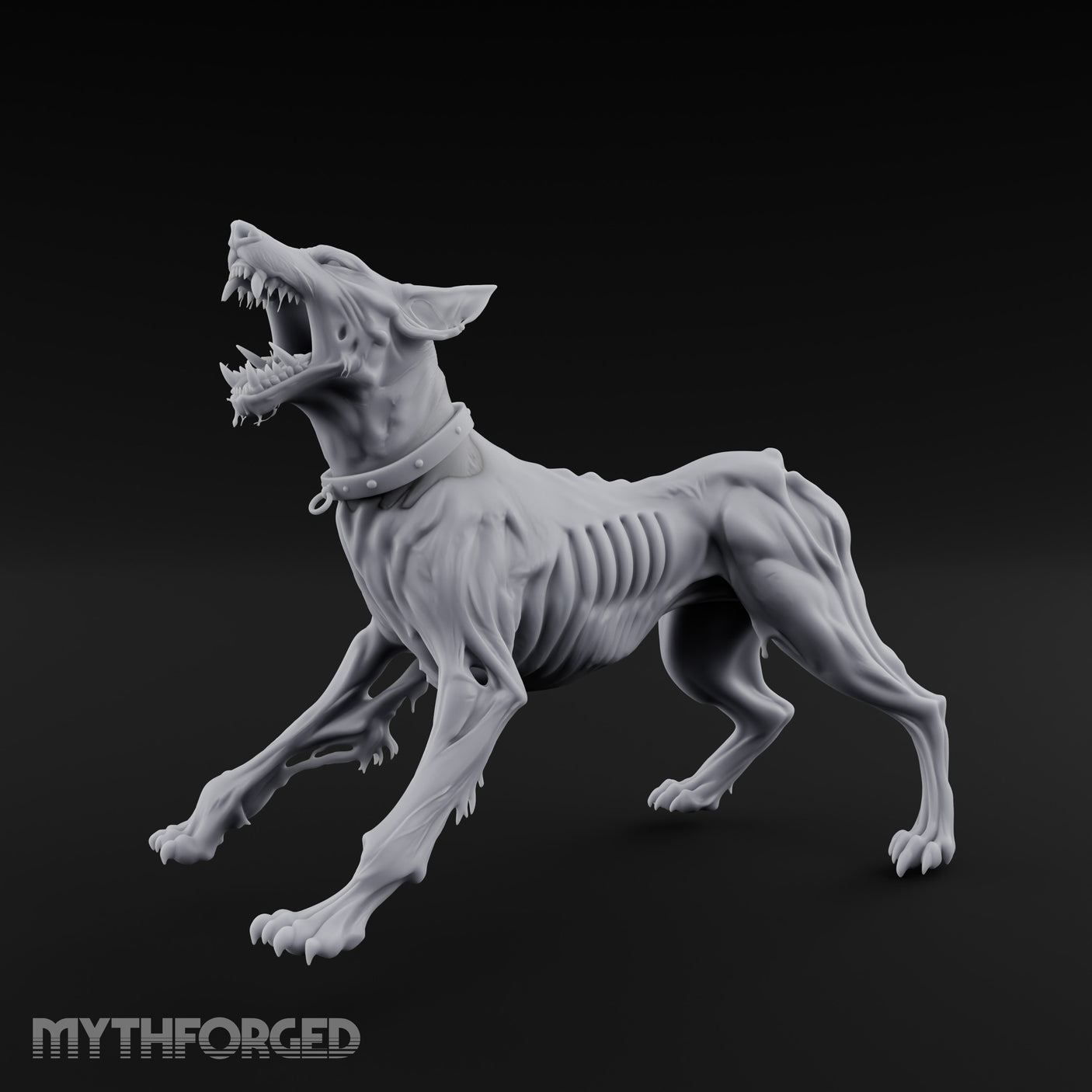 Head Back Howling Zombie Dog Miniature for Dungeons and Dragons, Pathfinder or other TTRPGs