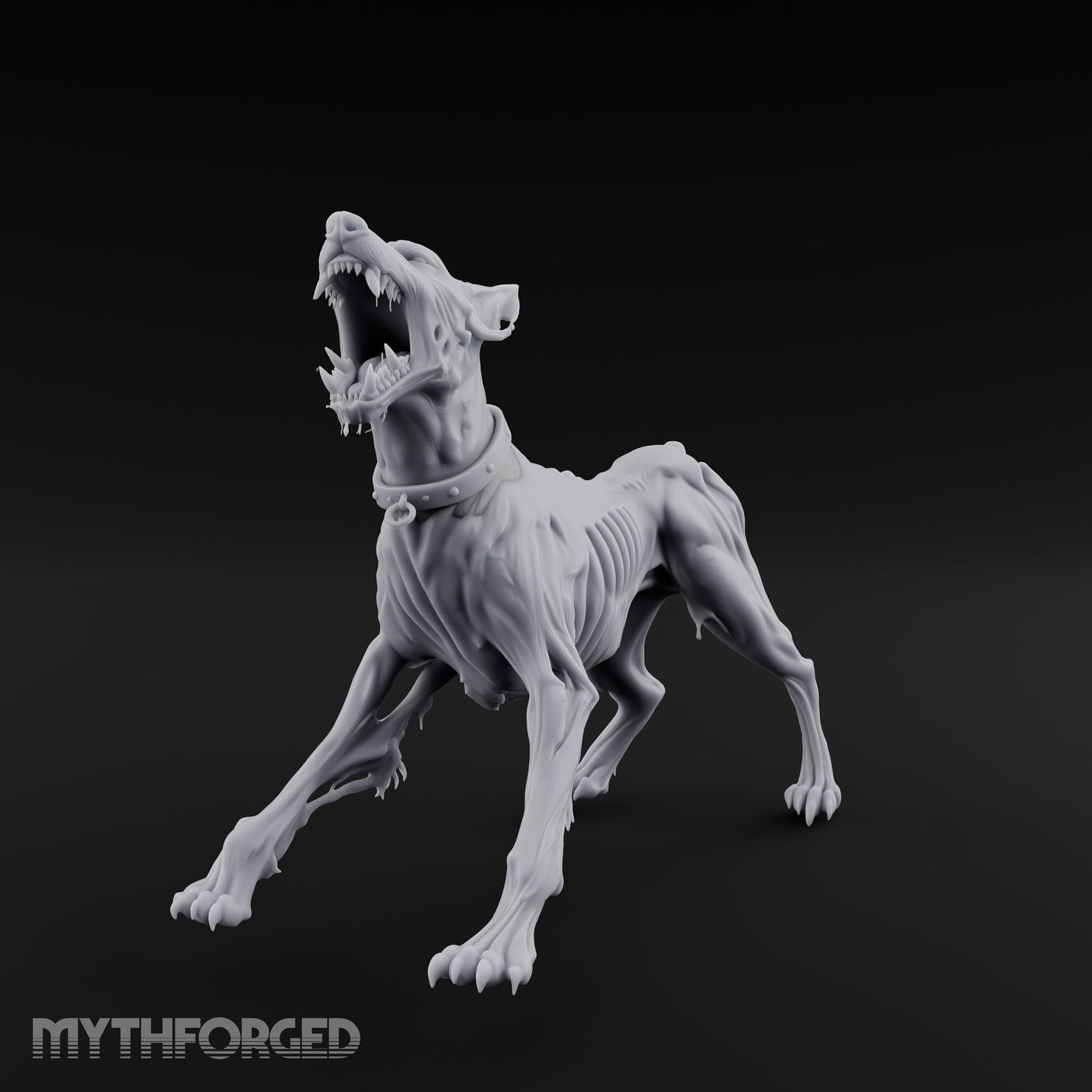 Head Back Howling Zombie Dog Miniature for Dungeons and Dragons, Pathfinder or other TTRPGs