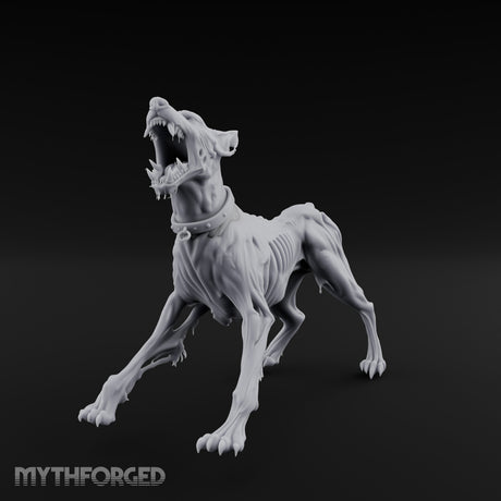 Head Back Howling Zombie Dog Miniature for Dungeons and Dragons, Pathfinder or other TTRPGs