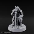 Head Bowed Sword Planted Drow Knight Miniature for Dungeons and Dragons, Pathfinder or other TTRPGs