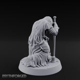 Head Bowed Sword Planted Drow Knight Miniature for Dungeons and Dragons, Pathfinder or other TTRPGs
