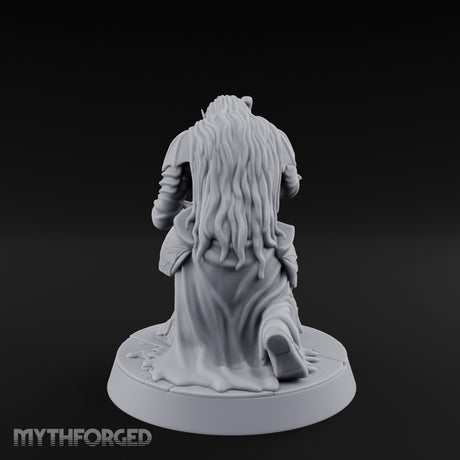 Head Bowed Sword Planted Drow Knight Miniature for Dungeons and Dragons, Pathfinder or other TTRPGs