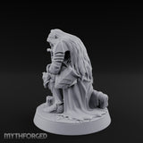 Head Bowed Sword Planted Drow Knight Miniature for Dungeons and Dragons, Pathfinder or other TTRPGs