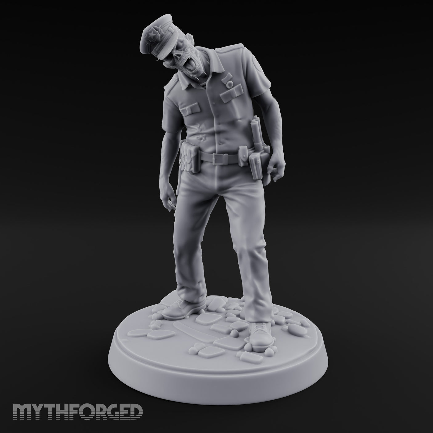 Head Lolling Shuffling Zombie Police Officer Miniature for Dungeons and Dragons, Pathfinder or other TTRPGs