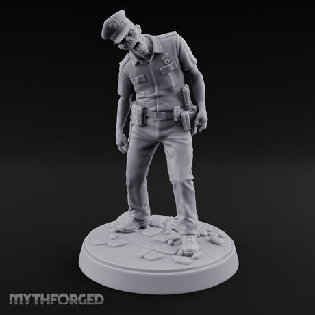 Head Lolling Shuffling Zombie Police Officer Miniature for Dungeons and Dragons, Pathfinder or other TTRPGs