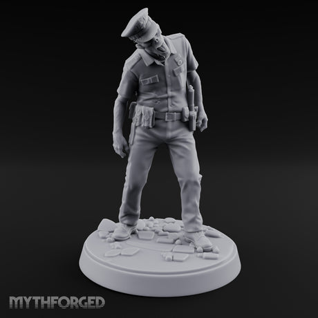 Head Lolling Shuffling Zombie Police Officer Miniature for Dungeons and Dragons, Pathfinder or other TTRPGs