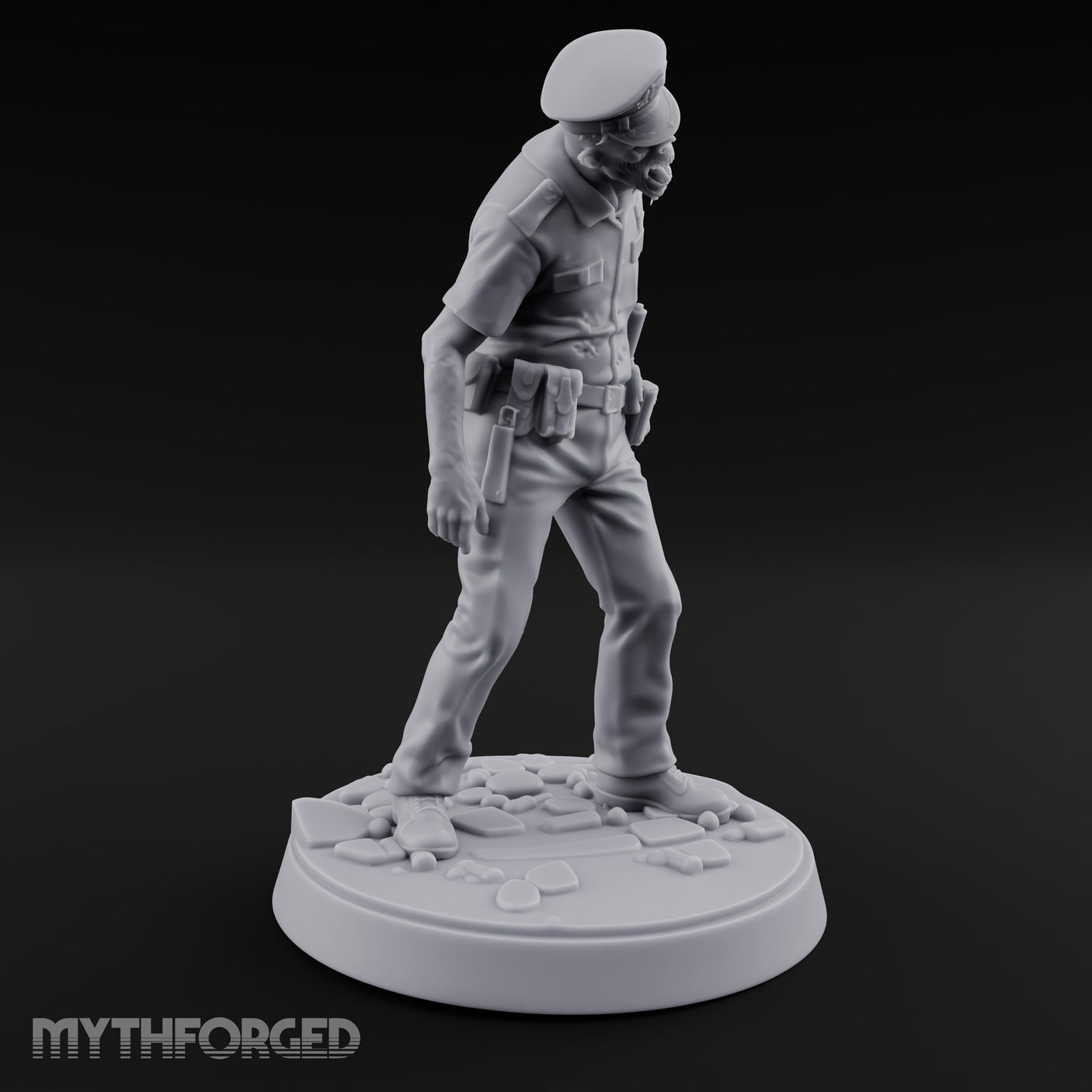 Head Lolling Shuffling Zombie Police Officer Miniature for Dungeons and Dragons, Pathfinder or other TTRPGs