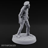Head Lolling Shuffling Zombie Police Officer Miniature for Dungeons and Dragons, Pathfinder or other TTRPGs