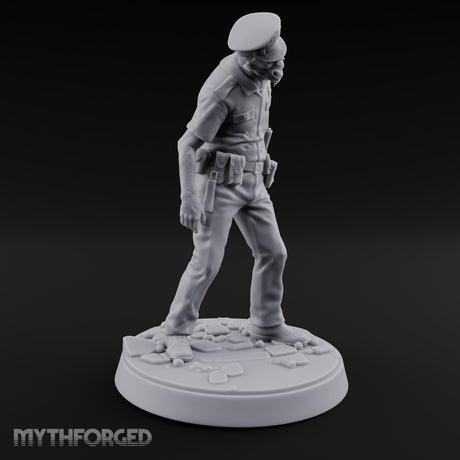 Head Lolling Shuffling Zombie Police Officer Miniature for Dungeons and Dragons, Pathfinder or other TTRPGs