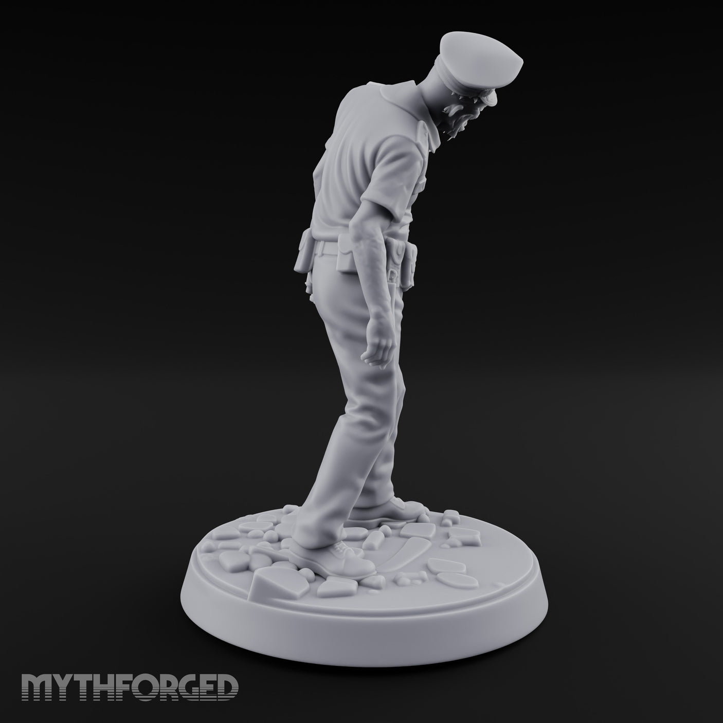 Head Lolling Shuffling Zombie Police Officer Miniature for Dungeons and Dragons, Pathfinder or other TTRPGs