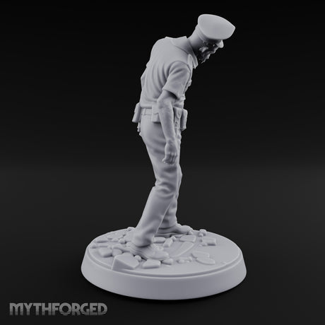Head Lolling Shuffling Zombie Police Officer Miniature for Dungeons and Dragons, Pathfinder or other TTRPGs