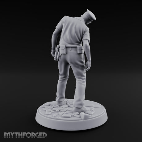 Head Lolling Shuffling Zombie Police Officer Miniature for Dungeons and Dragons, Pathfinder or other TTRPGs