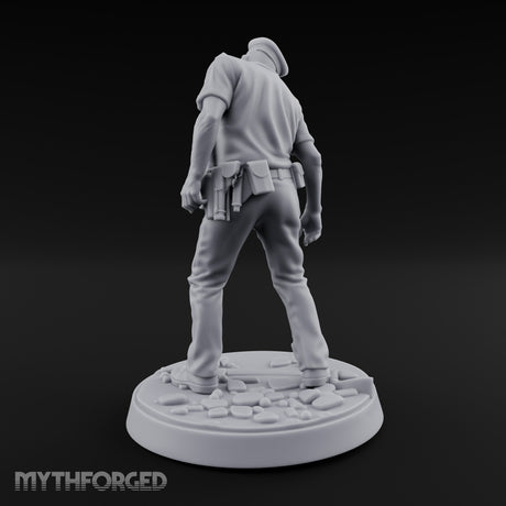 Head Lolling Shuffling Zombie Police Officer Miniature for Dungeons and Dragons, Pathfinder or other TTRPGs