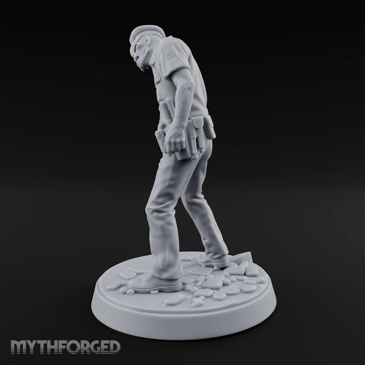 Head Lolling Shuffling Zombie Police Officer Miniature for Dungeons and Dragons, Pathfinder or other TTRPGs