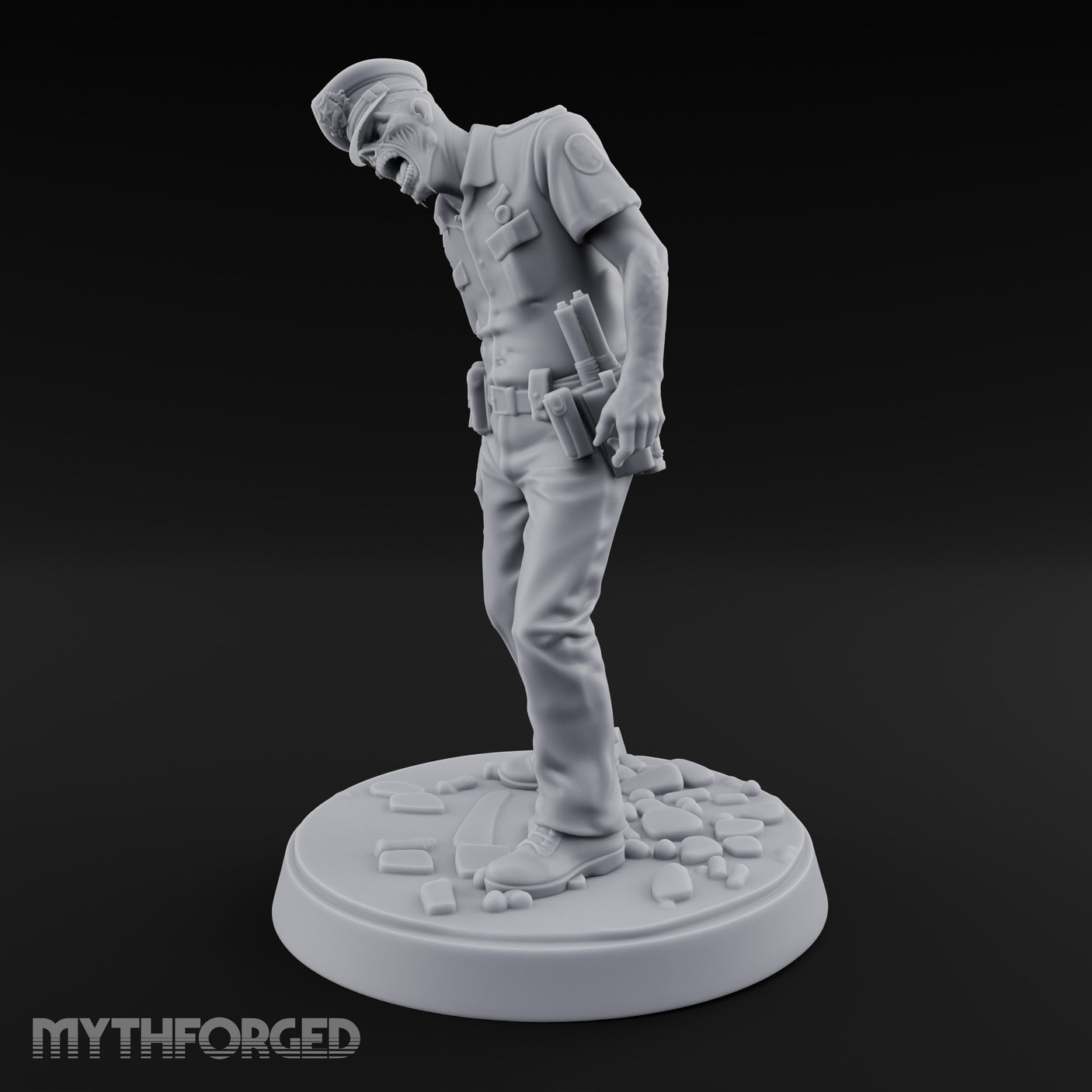 Head Lolling Shuffling Zombie Police Officer Miniature for Dungeons and Dragons, Pathfinder or other TTRPGs