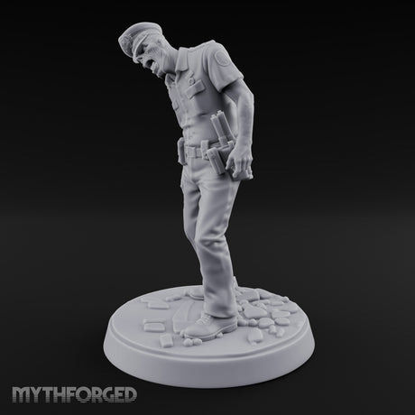 Head Lolling Shuffling Zombie Police Officer Miniature for Dungeons and Dragons, Pathfinder or other TTRPGs