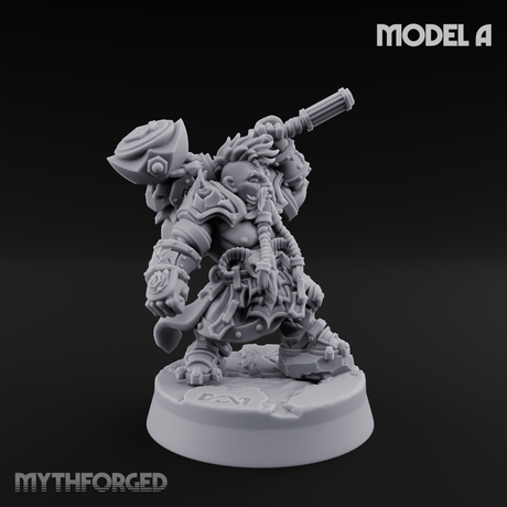 Smouldering Fire Dwarf Fighters A Miniature for Dungeons and Dragons, Pathfinder or other TTRPGs
