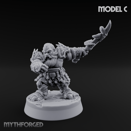 Smouldering Fire Dwarf Fighters Miniature for Dungeons and Dragons, Pathfinder or other TTRPGs