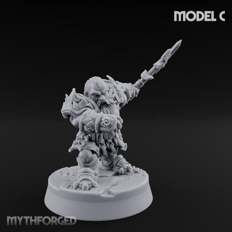 Smouldering Fire Dwarf Fighters C Miniature for Dungeons and Dragons, Pathfinder or other TTRPGs