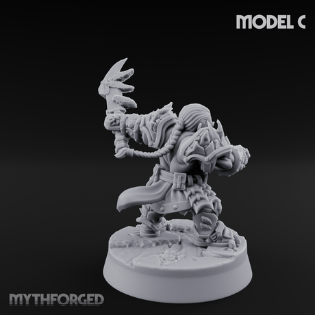 Smouldering Fire Dwarf Fighters C Miniature for Dungeons and Dragons, Pathfinder or other TTRPGs