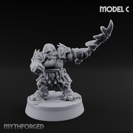 Smouldering Fire Dwarf Fighters C Miniature for Dungeons and Dragons, Pathfinder or other TTRPGs