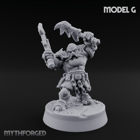 Smouldering Fire Dwarf Fighters Miniature for Dungeons and Dragons, Pathfinder or other TTRPGs
