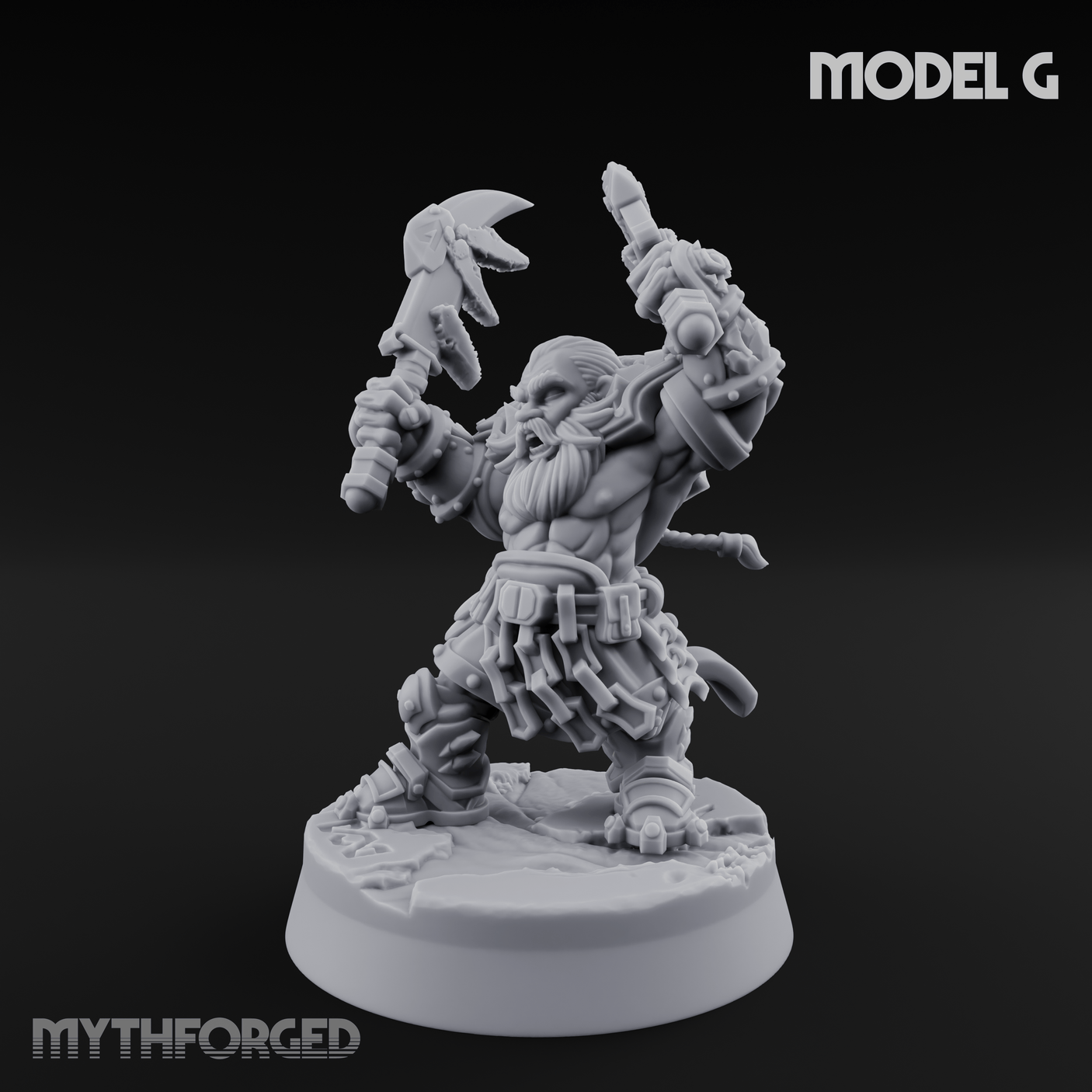 Smouldering Fire Dwarf Fighters G Miniature for Dungeons and Dragons, Pathfinder or other TTRPGs