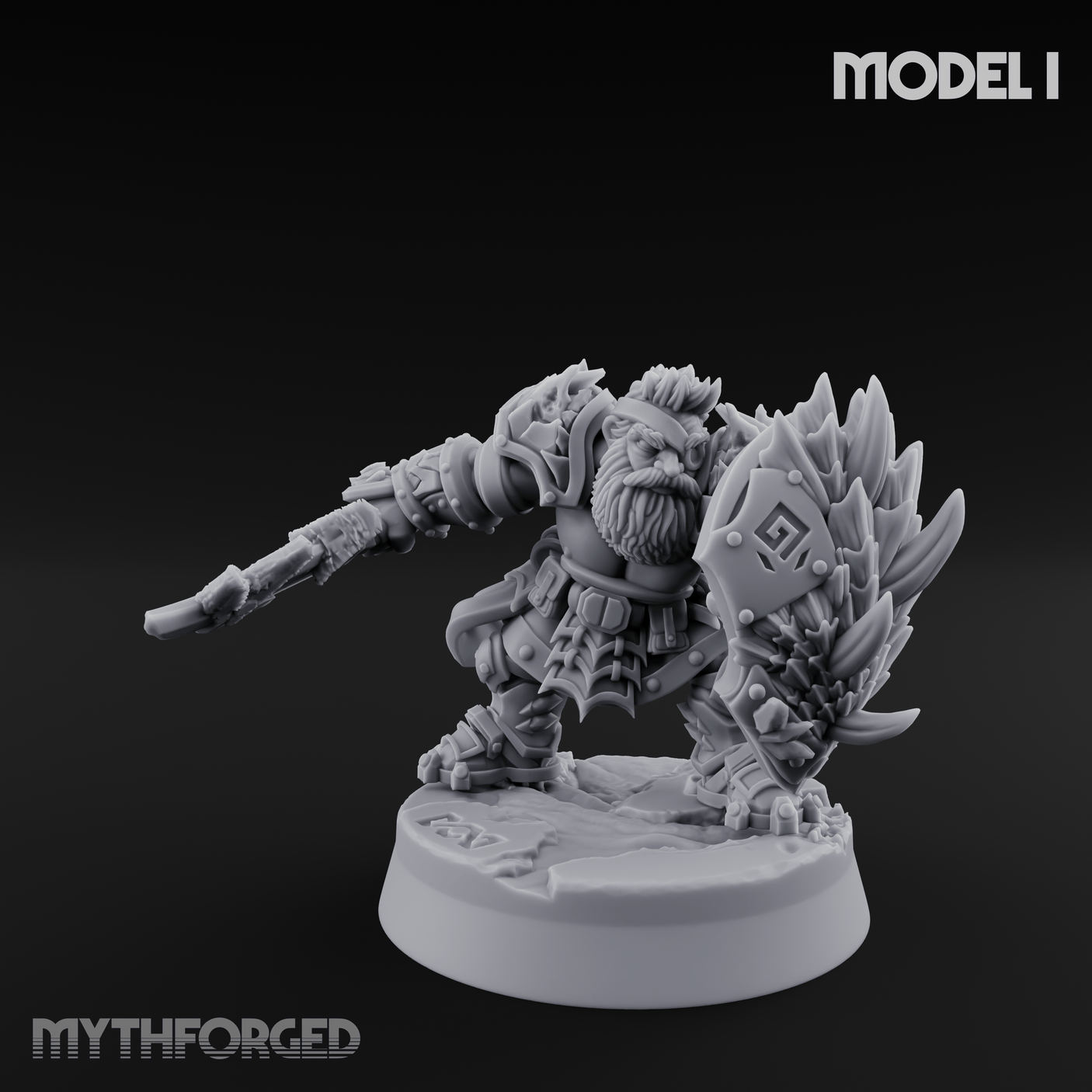 Smouldering Fire Dwarf Fighters I Miniature for Dungeons and Dragons, Pathfinder or other TTRPGs