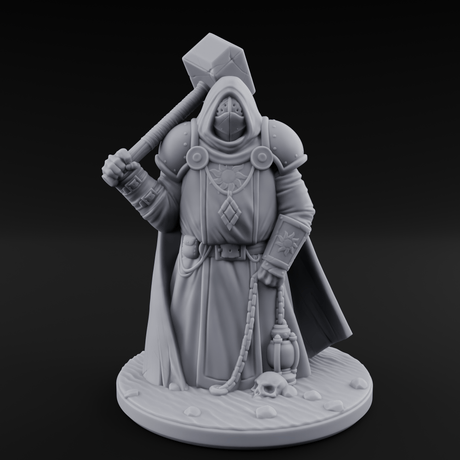 Hammer Shouldering Human Cleric Miniature for Dungeons and Dragons, Pathfinder or other TTRPGs
