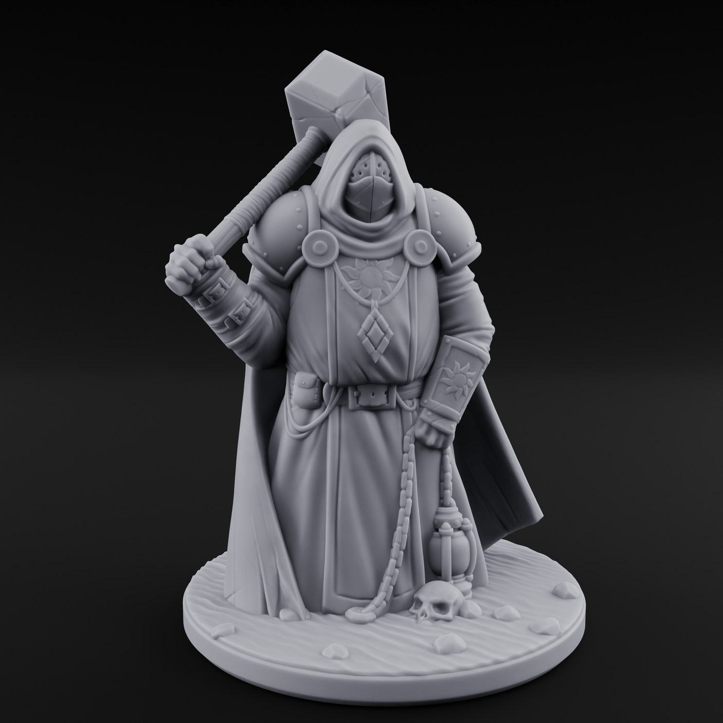 Hammer Shouldering Human Cleric Miniature for Dungeons and Dragons, Pathfinder or other TTRPGs